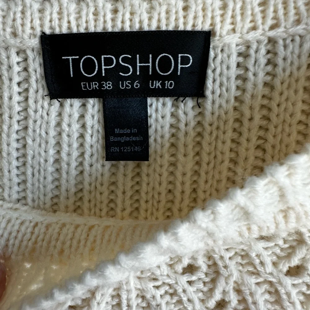 Topshop Cream Knitted Cropped Sweater Size US 6 - Picture 3 of 3